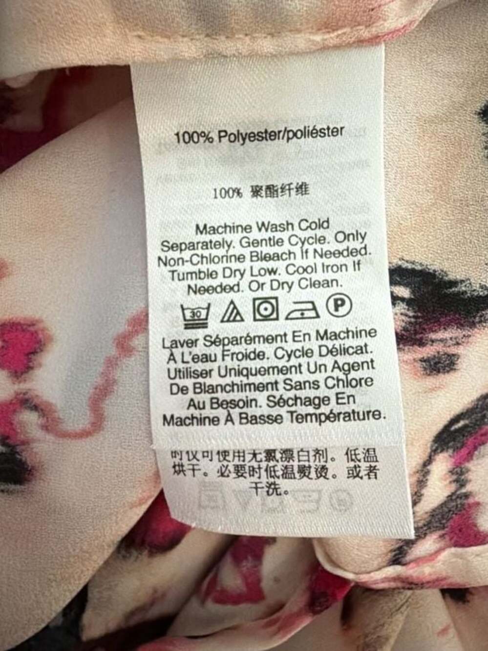 DKNY Women's Long Sleeve Crewneck Blouse in Pink, Black and White Abstract Print - Picture 3 of 10